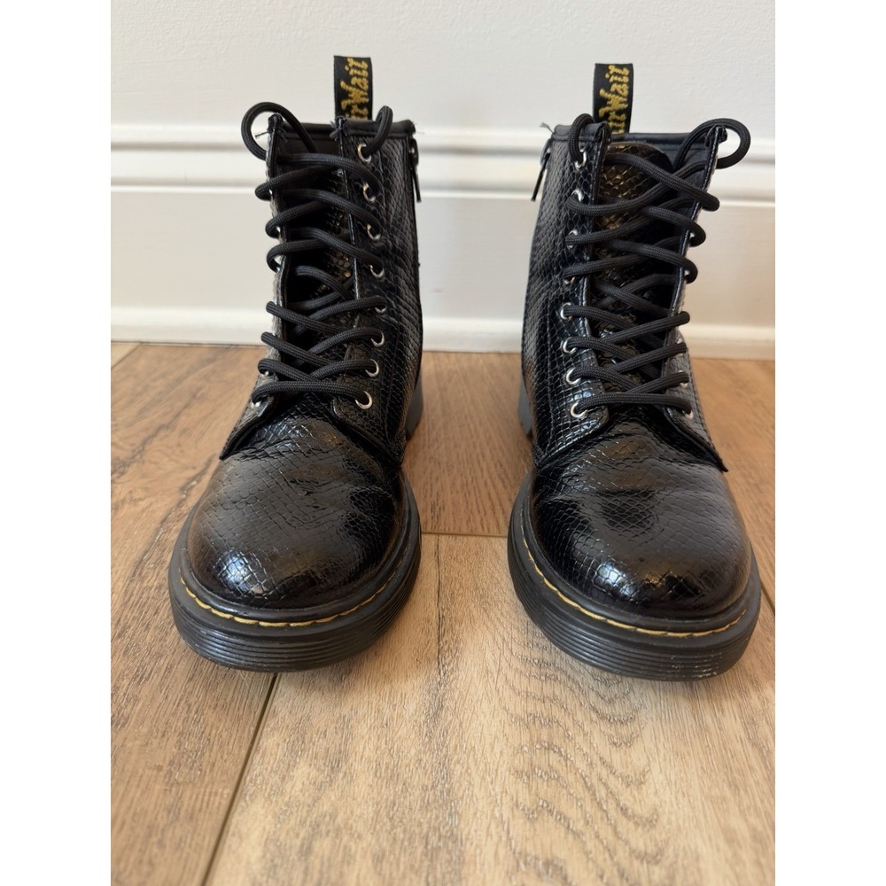 Dr. Martens 1460 J Kids Boot Size 3 Black Excellent Snakeskin Leather Zip